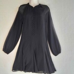 JOIE Chiffon Mini Dress Size Small‎ in Black w/ Balloon Sleeves